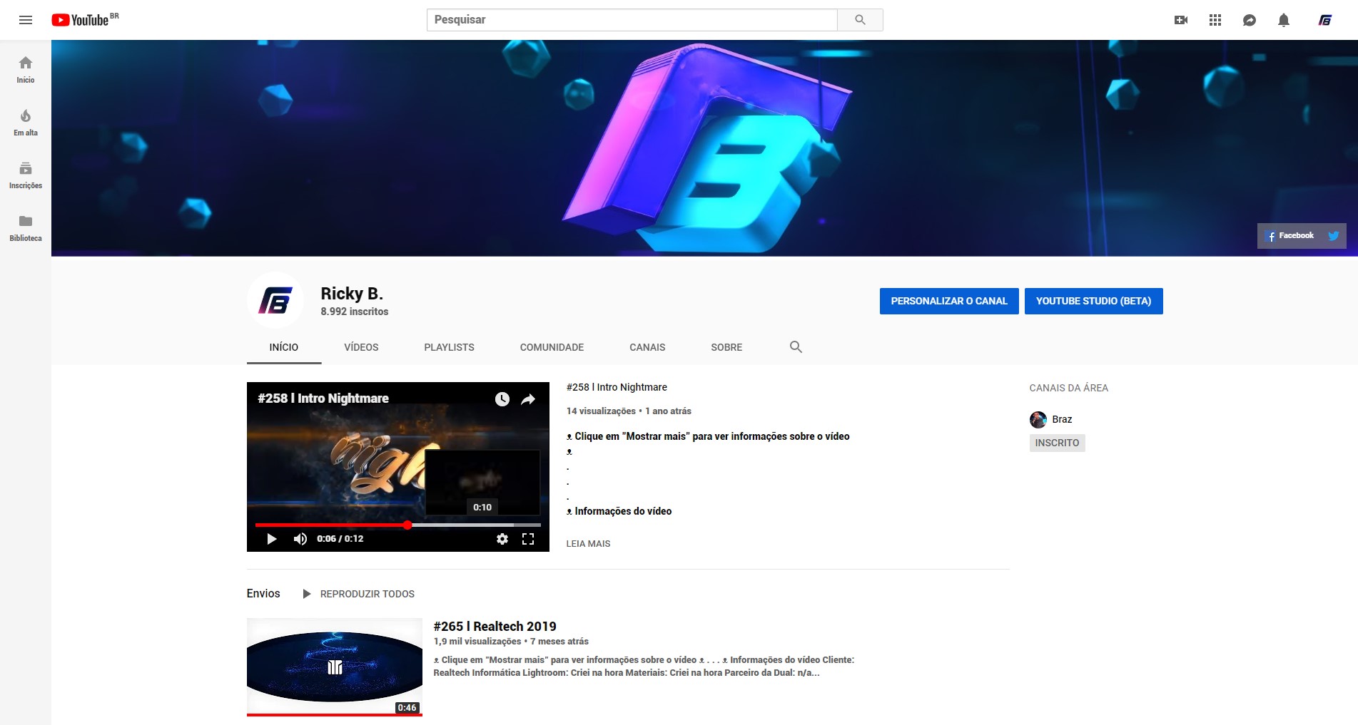 Canal do Youtube - Motion Design